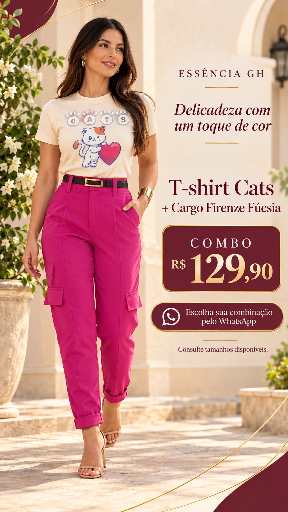 Cats creme + Cargo fúcsia