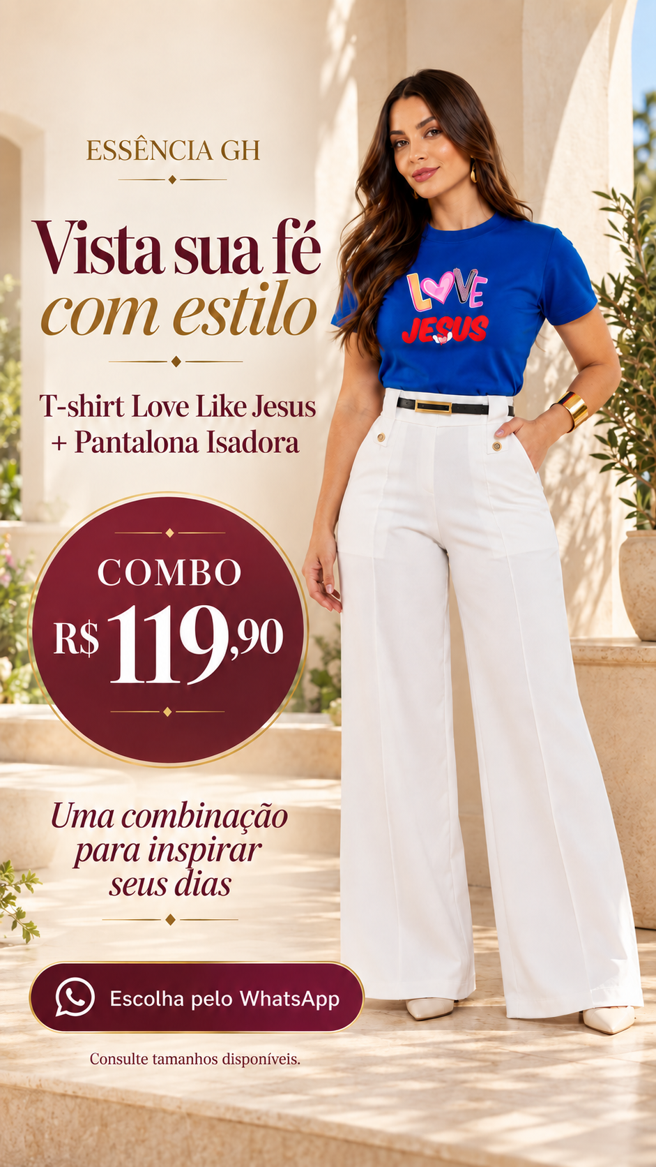 Love Like Jesus azul + Pantalona branca