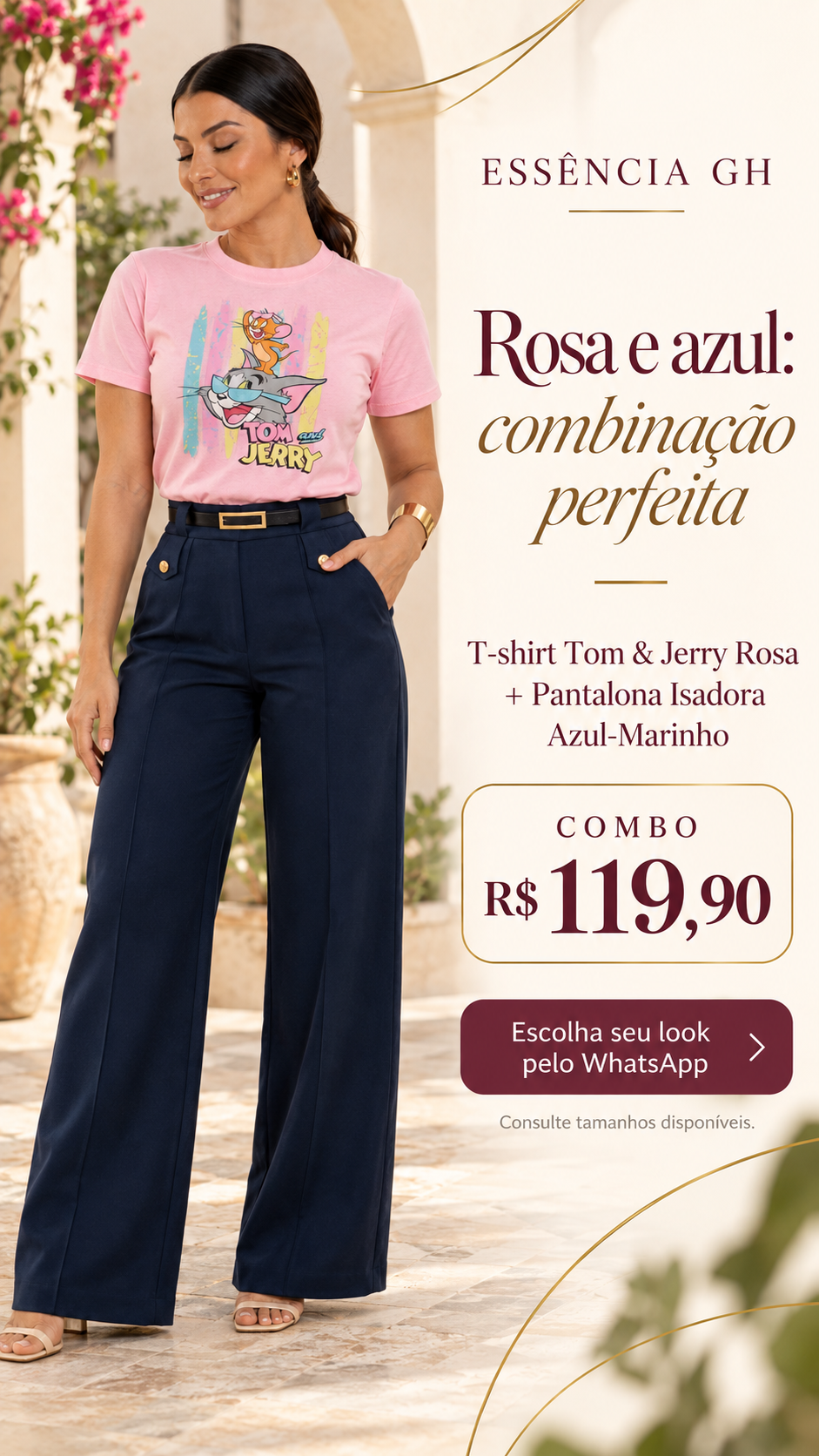 Tom & Jerry rosa + Pantalona marinho